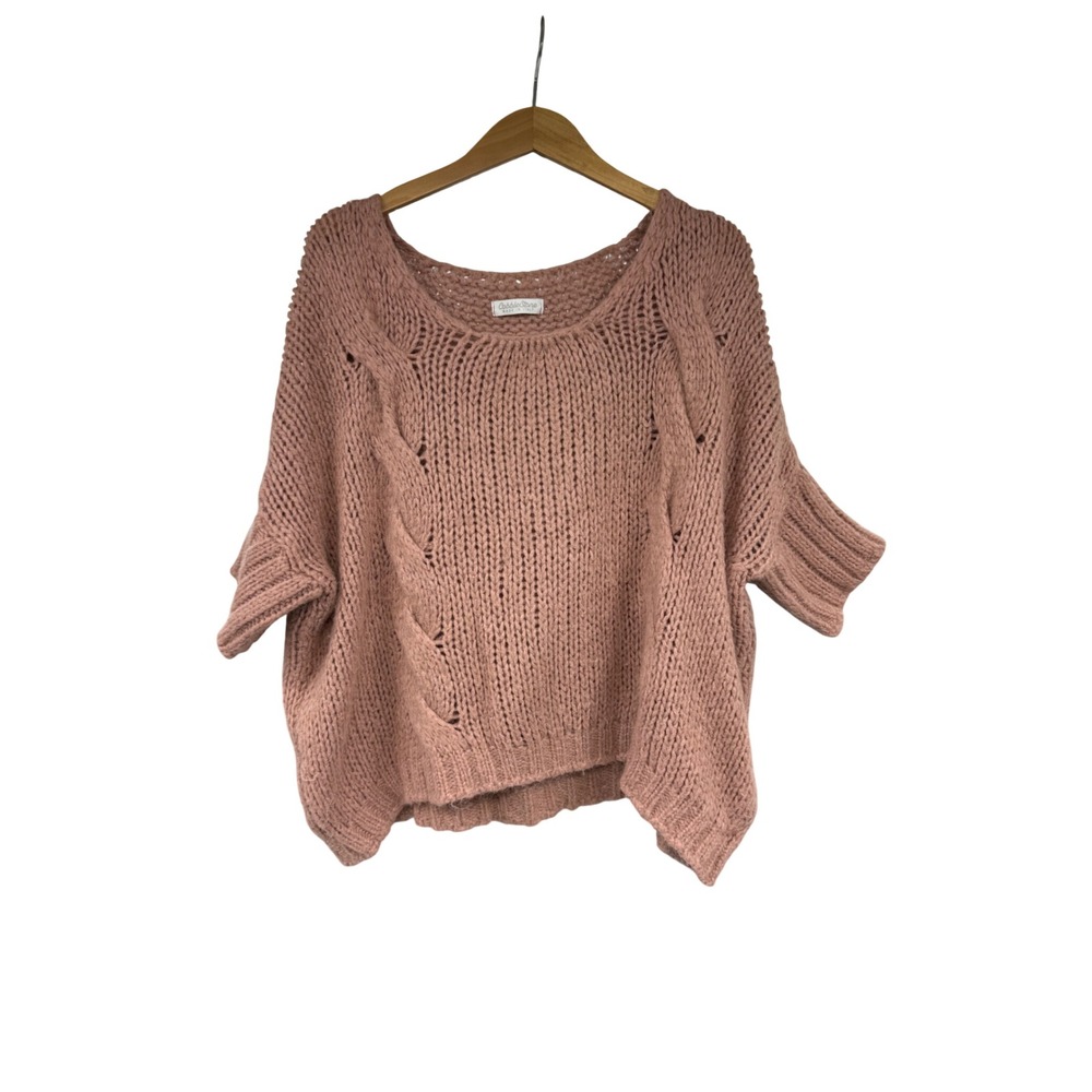CobbleStone Italy Chunky Cable Knit Oversized Dolman Sleeve Sweater O/S Soft